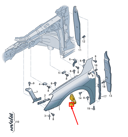 new audi a3 sportback 8y front left wheel housing liner seal 8y0864237b original