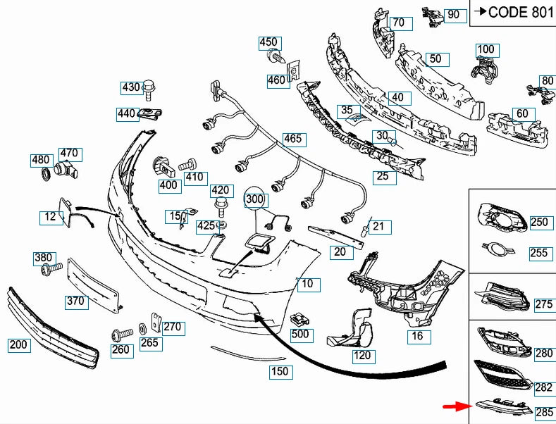 NEW MERCEDES-BENZ C-CLASS W204 FRONT RIGHT DRL LIGHT TRIM A2048852874