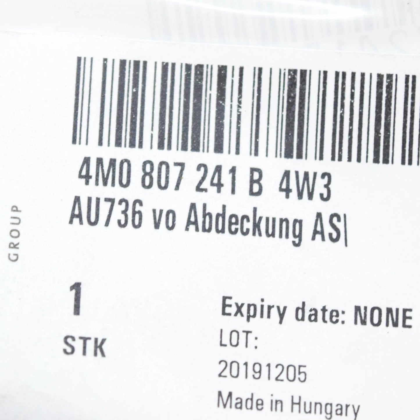 AUDI Q7 4M FRONT BUMPER TOW HOOK EYE CAP COVER 4M0807241B4W3 17-18 NEW