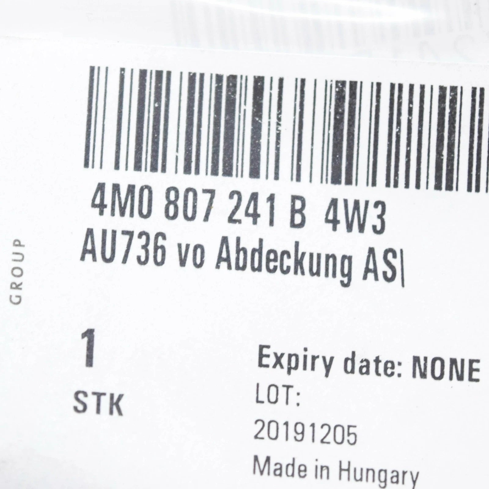 AUDI Q7 4M FRONT BUMPER TOW HOOK EYE CAP COVER 4M0807241B4W3 17-18 NEW