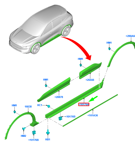 new ford kuga mk3 right side sideskirt rocker panel cover 2451147 original