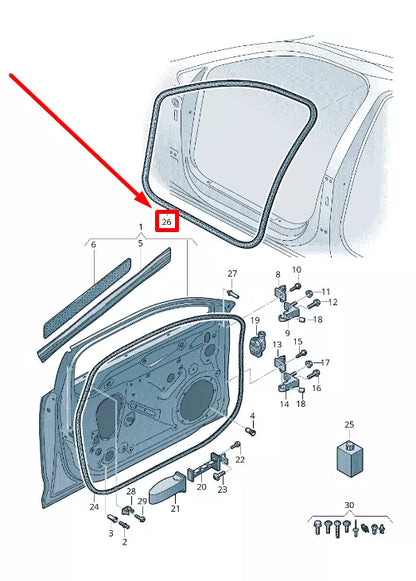 NEW AUDI A4 8W2,B9 FRONT INNER DOOR SEALING RUBBER 8W0831721C ORIGINAL
