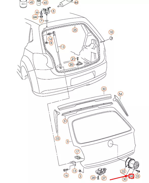 NEW VOLKSWAGEN POLO 6R MK5 REAR EMBLEM BADGE 6C0853617