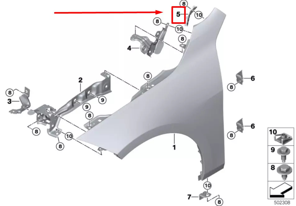 NEW BMW F40 FRONT RIGHT SIDE PANEL BRACKET 41008497232 8497232 ORIGINAL