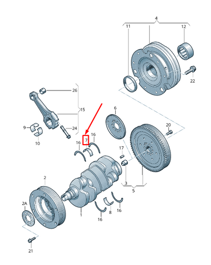 new vw touareg 7p engine crankshaft main bearing 079105561ahrot original
