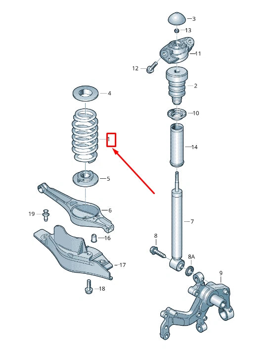 NEW VW GOLF VI 5K MK6 REAR COIL SPRING 1K0511115CA ORIGINAL