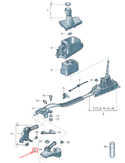 NEW VOLKSWAGEN ARTEON 3H7 SELECTOR MECHANISM LEVER 5WA711046B ORIGINAL