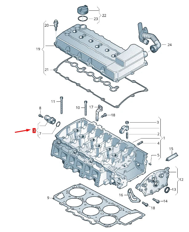 NEW VW TOUAREG 7P MK2 CYLINDER HEAD CONNECTOR UNION 03H127065A ORIGINAL