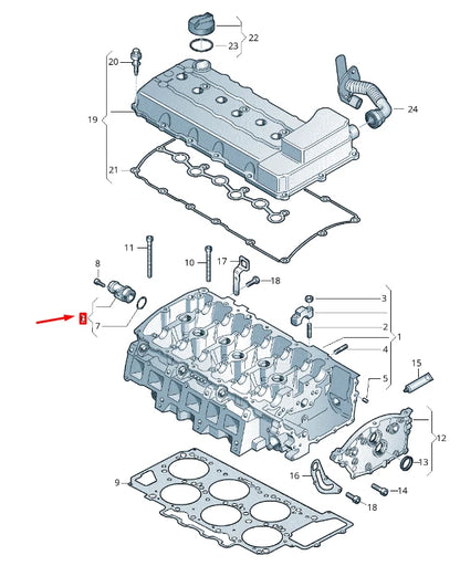 NEW VW TOUAREG 7P MK2 CYLINDER HEAD CONNECTOR UNION 03H127065A ORIGINAL