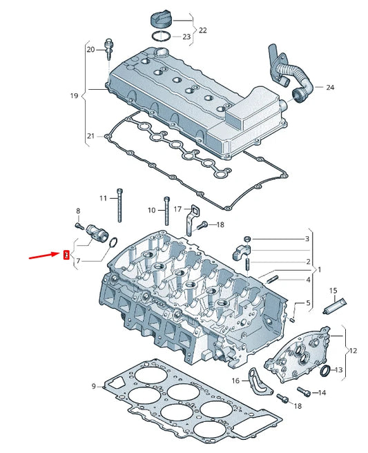 NEW VW TOUAREG 7P MK2 CYLINDER HEAD CONNECTOR UNION 03H127065A ORIGINAL