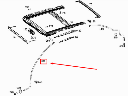 new mercedes-benz c w205 front sunroof water drain hose a2056300195 original
