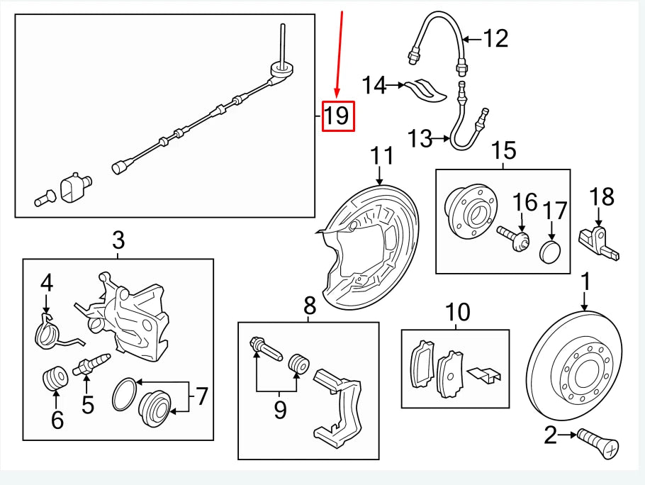 NEW VW JETTA MK6 16 REAR LEFT ABS SENSOR WIRING HARNESS 5C0927904M ORIGINAL