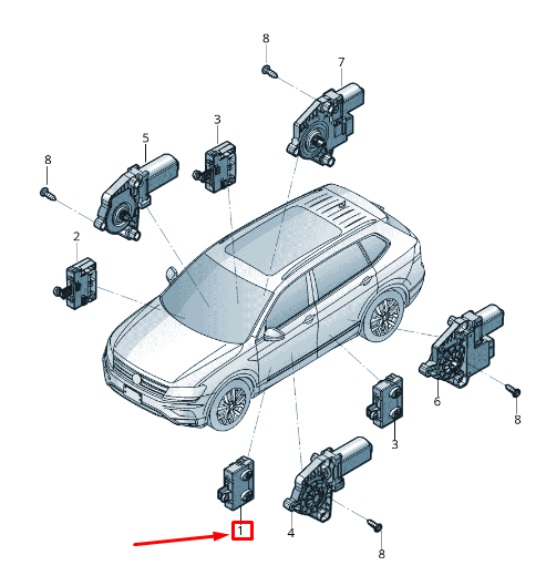 new volkswagen tiguan ad1 front left door control unit 5q4959592m original