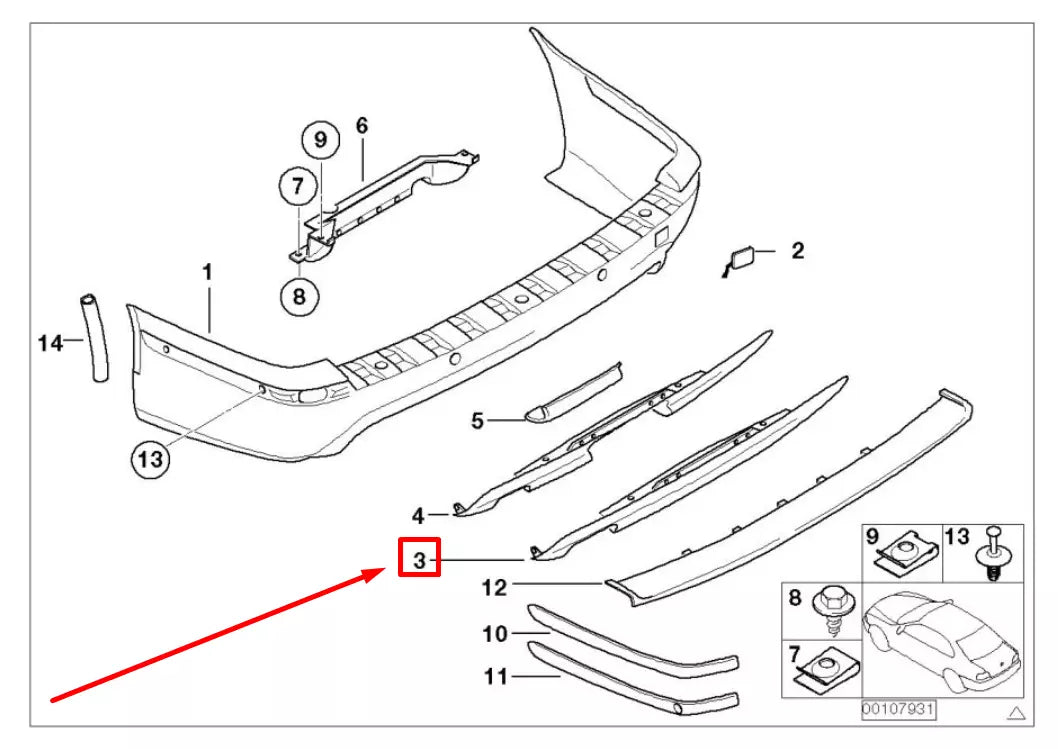 NEW BMW 5 E39 REAR BUMPER INSERT 2695498 51122695498 ORIGINAL