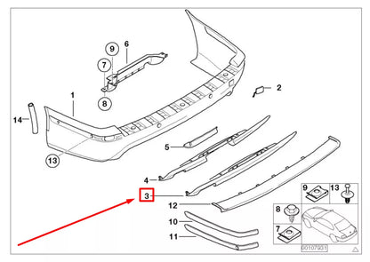 NEW BMW 5 E39 REAR BUMPER INSERT 2695498 51122695498 ORIGINAL