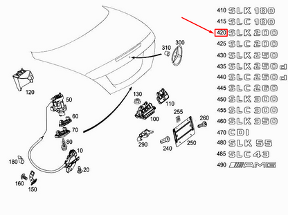 new mercedes-benz slk r172 rear lid model plate a1728171315 original