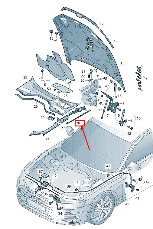 NEW AUDI A8 4N RIGHT BONNET COVER 4N0820582C