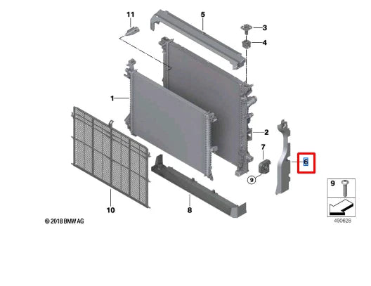 NEW BMW X5 G05 RIGHT RADIATOR COVERING 17118655769 ORIGINAL