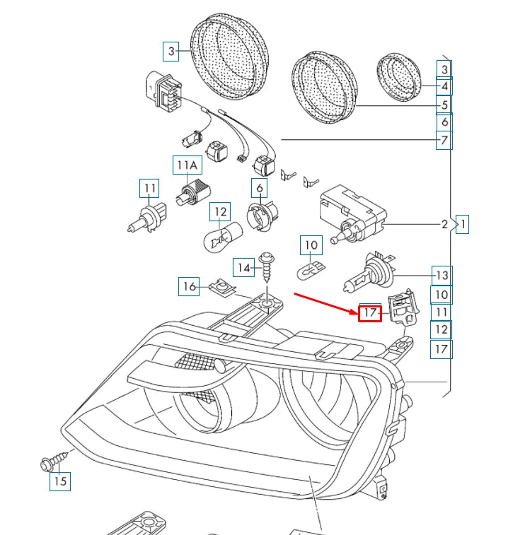 NEW VW AMAROK HEADLIGHT UPPER OUTER ADAPTER 2H6941109 ORIGINAL