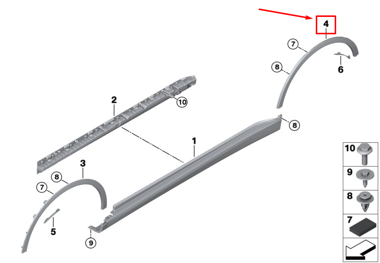 new bmw x7 g07 rear left wheel arch trim 51777472009 original