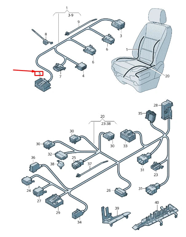 NEW VW TRANSPORTER VI T6 FLAT CONTACT HOUSING 16 PIN 8E0972126