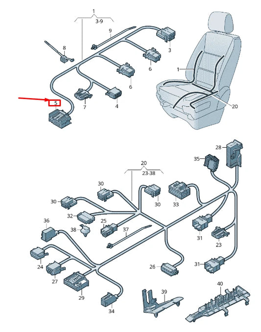 NEW VW TRANSPORTER VI T6 FLAT CONTACT HOUSING 16 PIN 8E0972126