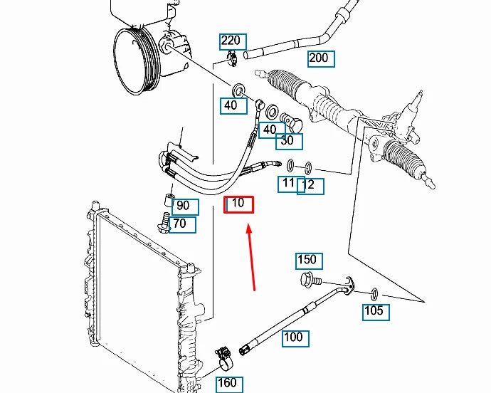 NEW MERCEDES-BENZ R W251 POWER STEERING PRESSURE HOSE LHD A2514603424 ORIGINAL