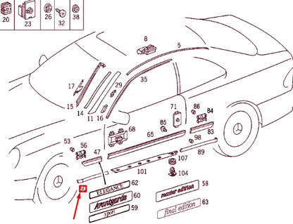 NEW MERCEDES-BENZ CLK C208 FRONT LEFT FENDER BOTTOM STRIP A2086900762 ORIGINAL