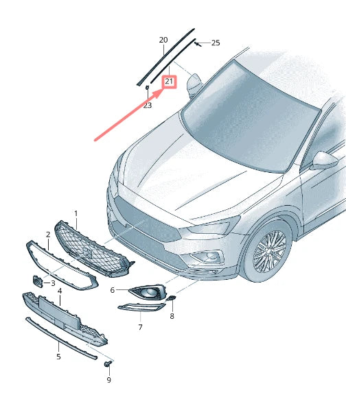 NEW VOLKSWAGEN TIGUAN AD MK2 LEFT WINDSHIELD RETAINING STRIP 5NA854541 ORIGINAL