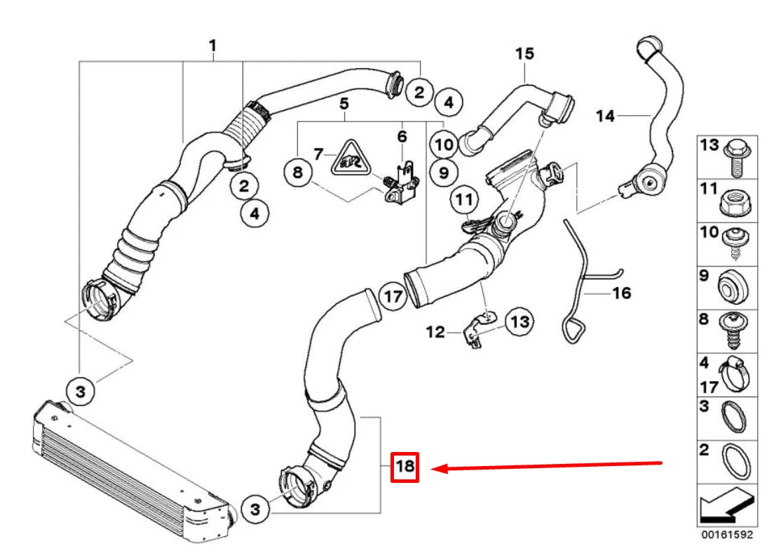 NEW BMW 5 E60 LEFT INTAKE HOSE 13717600010 7600010 ORIGINAL