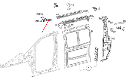 new mb vito w447 left side wall rear bow mounting console a6396311531 original