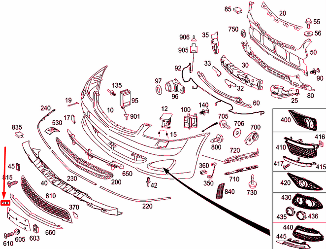 new mercedes-benz s w221 front license plate molding a22181704789051 original