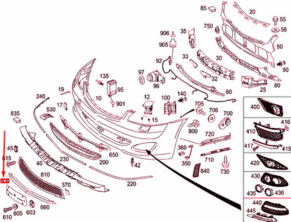 new mercedes-benz s w221 front license plate molding a22181704789051 original