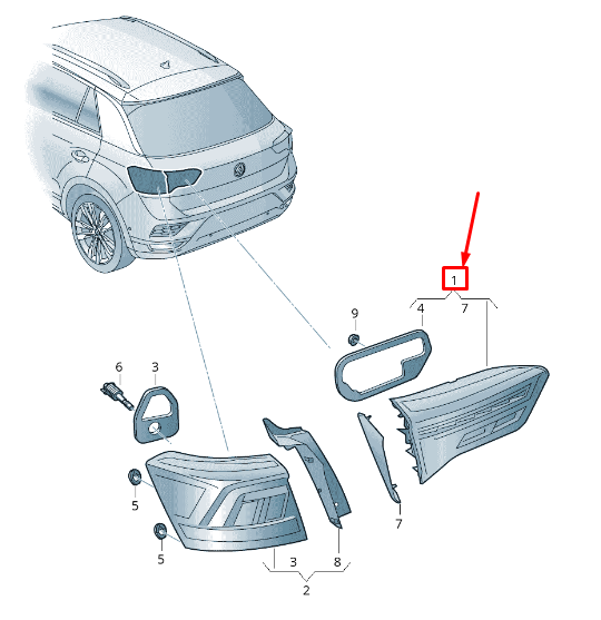 new vw t-roc a1 rear right side tailgate taillight 2ga945094c original