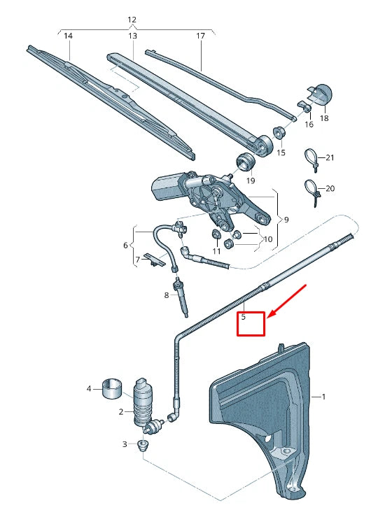 NEW AUDI Q7 4M REAR LIFTGATE WASHER HOSE 4M2955960