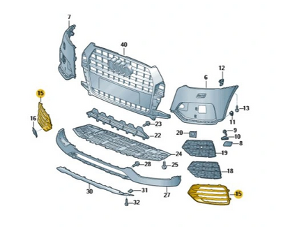 new audi q3 8u front bumper left grille 8u0807681n 1qp 8u0807681n1qp original