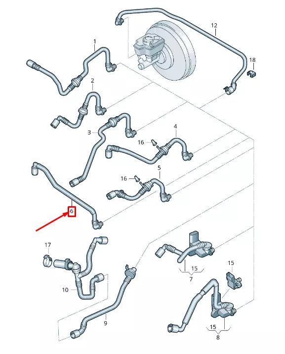 NEW VW PASSAT B7 36 BRAKE VACUUM TUBE 3C0612041BH ORIGINAL