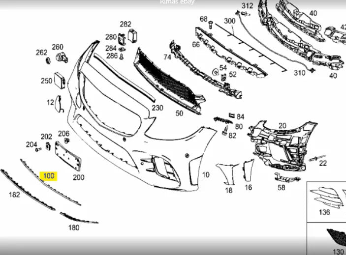 NEW MB C COUPE C205 FRONT BUMPER CENTER LOWER MOLDING STRIP A2058852901