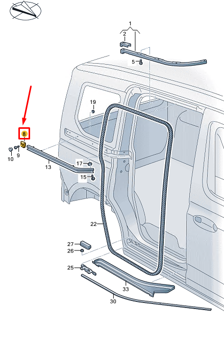 new vw caddy sb mk4 center left guide rail stop buffer 2k7843795c9b9 original