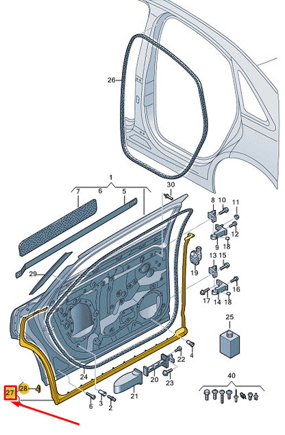 new audi a8 d5 rear left outer door sealing rubber 4n5839717 original