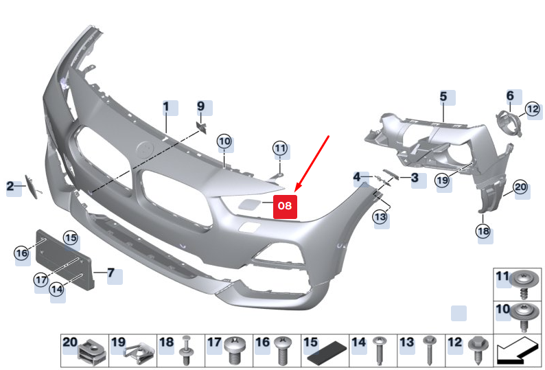 new bmw x2 f39 front left headlamp washer cover cap 51117499489 7499489 original