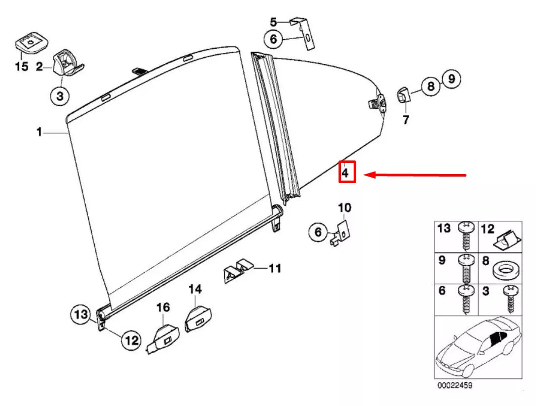 NEW BMW 5 E39 REAR RIGHT SUN SHADE 7110206 51167110206 ORIGINAL