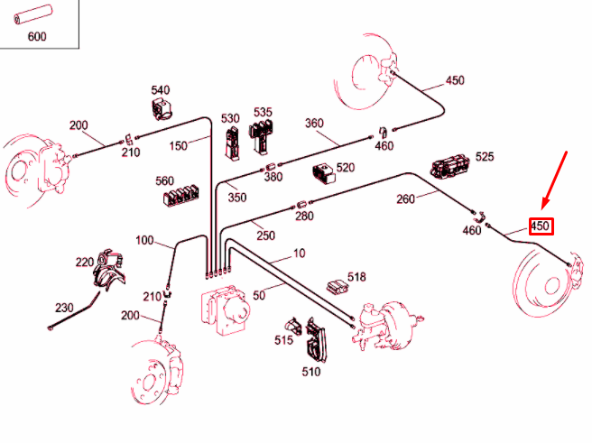 NEW MERCEDES-BENZ E W212 REAR BRAKE HOSE A2124200448 ORIGINAL