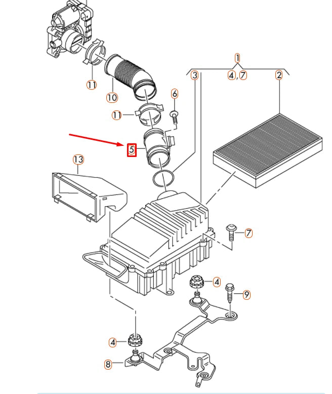 NEW VOLKSWAGEN CC AIR MASS METER 03H906461A ORIGINAL
