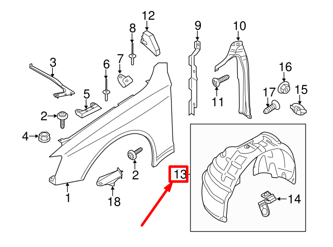 new audi a4 allroad b8 front left fender liner 8k9821171c original