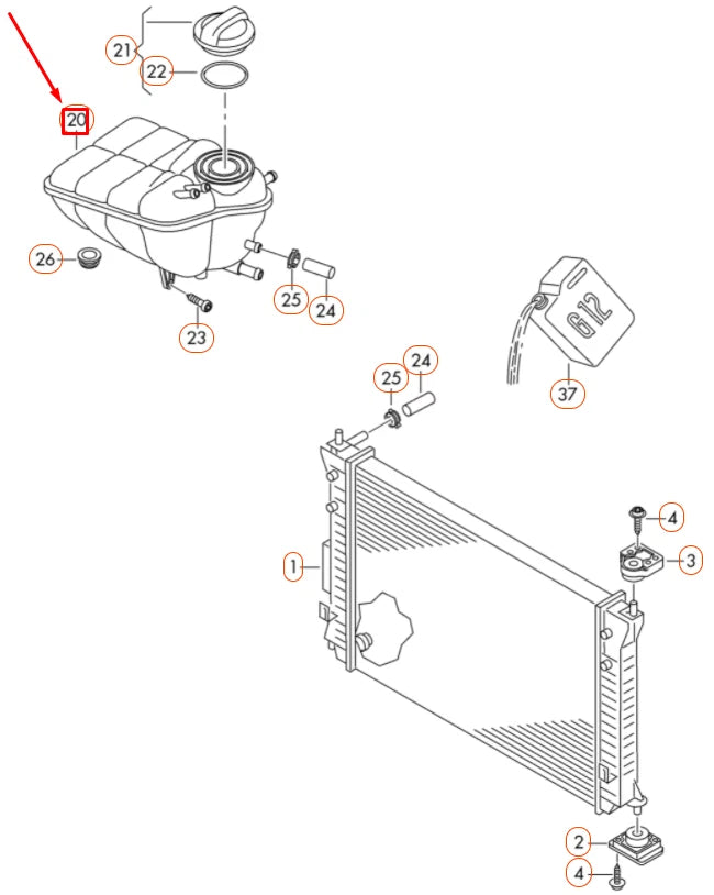 NEW VOLKSWAGEN PHAETON GP4 MK4 EXPANSION TANK 3D0121407H