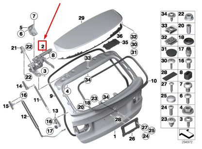 NEW BMW 3 TOURING F31 RIGHT TRUNK LID HINGE 7298070 41007298070 ORIGINAL