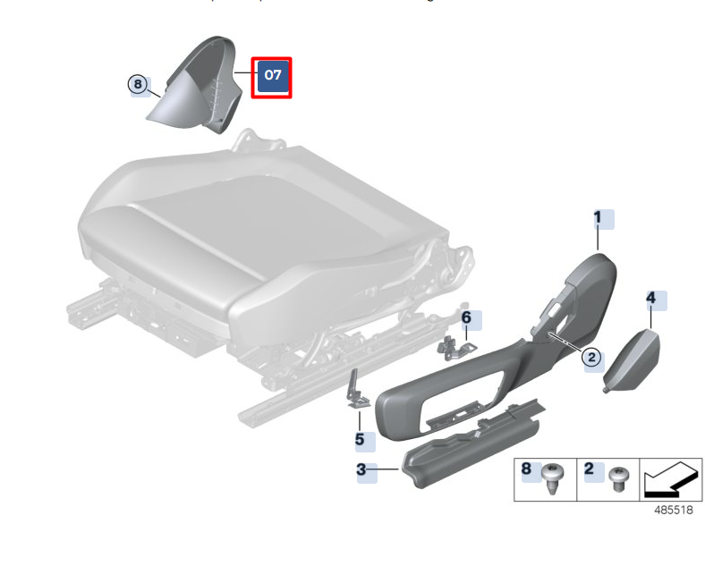 new bmw x4 g02 front right inner seat trim 52109108105 original