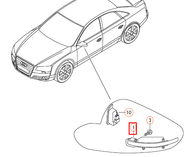 NEW AUDI A8 4H FRONT LEFT DOOR MIRROR TURN SIGNAL INDICATOR 4H0949101A ORIGINAL