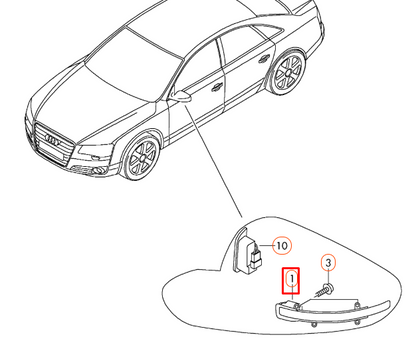 NEW AUDI A8 4H FRONT LEFT DOOR MIRROR TURN SIGNAL INDICATOR 4H0949101A ORIGINAL